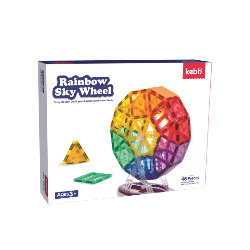 High - Quality Solid Wood Educational Toys for Developing Fine Motor Skills in KidsRainbow Sky Wheel Magnetic Tiles Set - 46 pieces