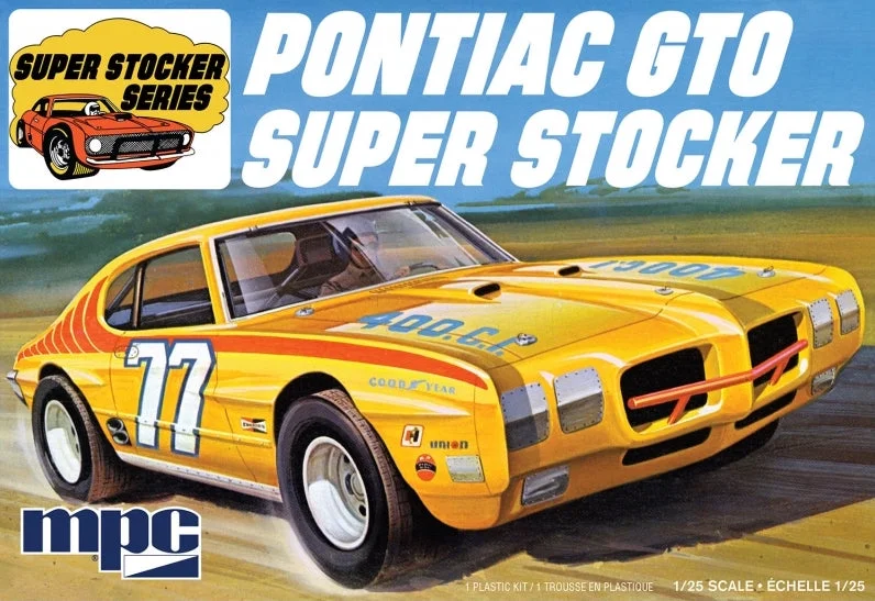 N - Scale Model Train Layout with a City - Themed Background and Animated FiguresMPC 939 1:25 1970 Pontiac GTO Super Stocker