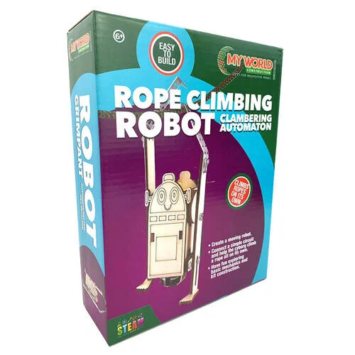 Sustainable Solid Wood Educational Toys with a Language - Learning Activity BookRope Climbing Robot