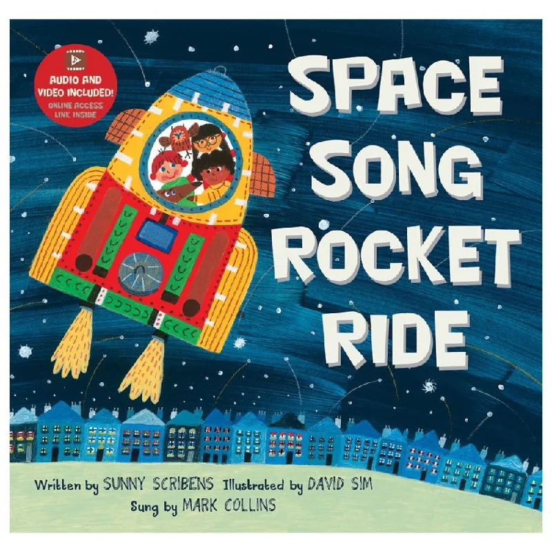 Sustainable Solid Wood Educational Toys with a Language - Learning Activity BookSpace Song Rocket Ride