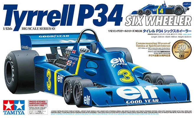 Radio - Controlled Drift Car with Adjustable Suspension and High - Grip TiresTamiya 12036 1:12 Tyrell P34 6 Wheeler