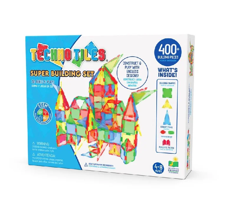 Large - Scale Solid Wood Educational Toys for Group Learning and CollaborationTechno Tiles Super 400 piece Building Set