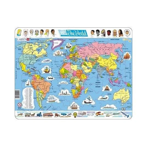 Natural Wood Educational Toys with a Magnetic Puzzle Design for Brain TrainingThe World Map puzzle -  107  pieces