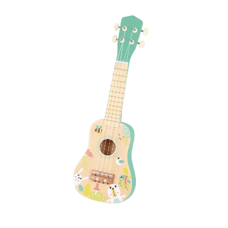 Natural Finish Wooden Educational Toys with a Music - Making Function for 3 - 5 Year OldsTooky Toy Musical Toys - Ukulele