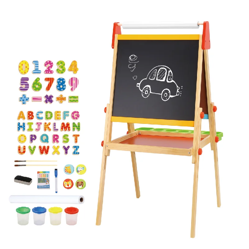 Solid Wood Educational Toys with a Math - Problem - Solving ChallengeTooky Toy Wooden Standing Art Easel (Includes Free Accessories)