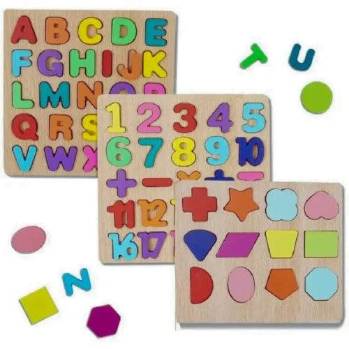 Hand - Sanded Wooden Educational Toys for Safe Exploration by PreschoolersWooden Alphabet | Puzzles & Numbers Preschool Early Learning Educational Toy