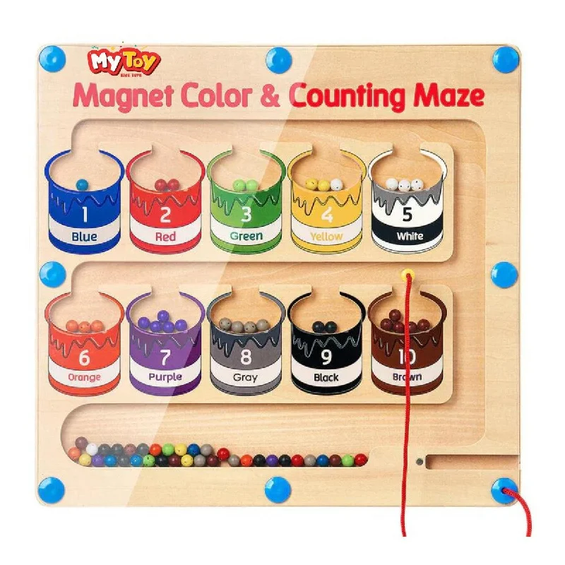 Hand - Carved Wooden Educational Toys with Alphabet - Learning BlocksWooden Magnet Counting Color Maze For Fun and Learn