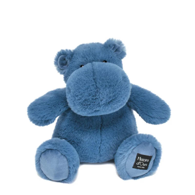 Giant Plush Teddy Bears with Soft Fur for Bedroom DecorationHistoire d'Ours Hippo Blue 25cm