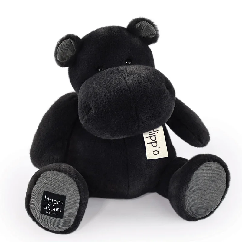 Plush Superhero Dolls with Embroidered Badges for Young FansHistoire d'Ours Hippo Dark Grey 40cm