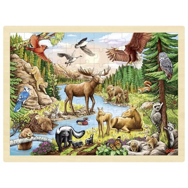 Waterproof Wooden Puzzles with Underwater Scene Designs for Poolside or Beach PlayPuzzle - North American Wilderness