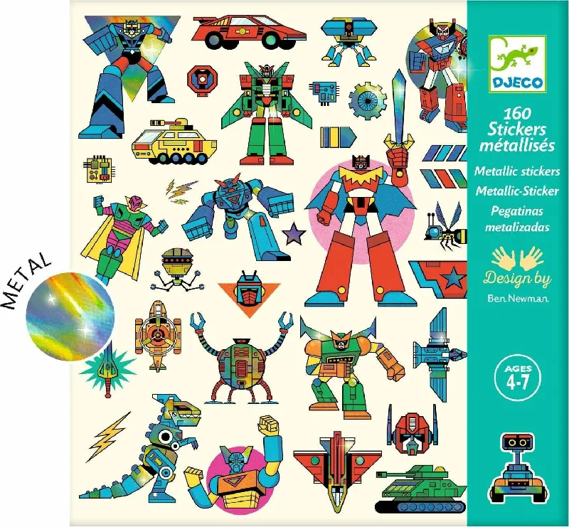 Small - Sized Wooden Robots with Animal - Shaped Bodies for Children's PlayroomsRobots Stickers