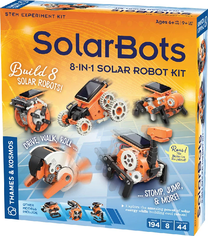 Hand - Carved Wooden Robots with Steampunk Design for Collectors' ShelvesSolarBots 8-in-1 Solar Robot